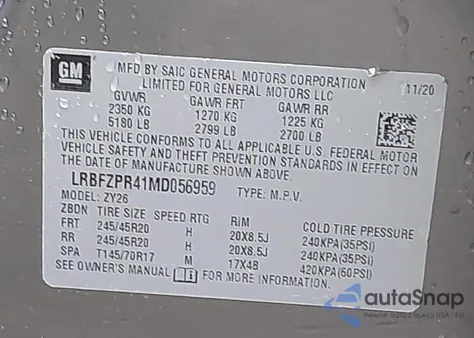 2021 Buick Envision Awd Essence z USA, uszkodzony, nr VIN LRBFZPR41MD056959